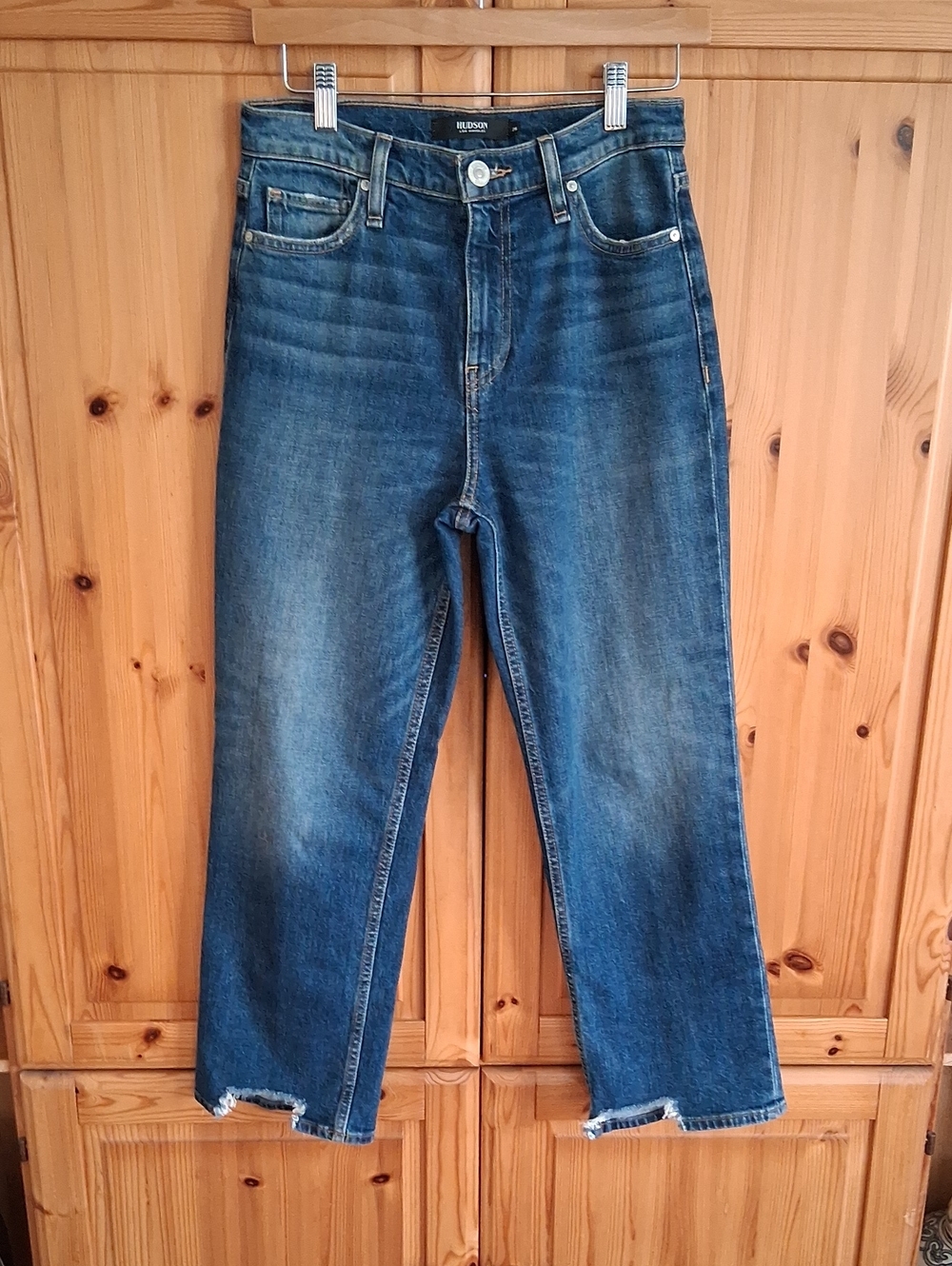 Hudson Remi Straight Cropped Raw Hem Relaxed Fit Denim Jeans Size 26